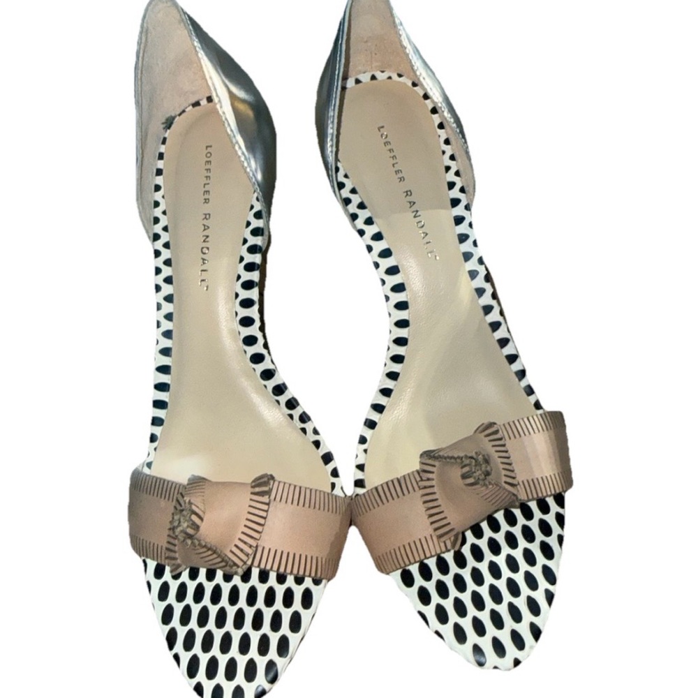 Loeffler Randall Polka Dot Heels with Tan Bow. Size 10